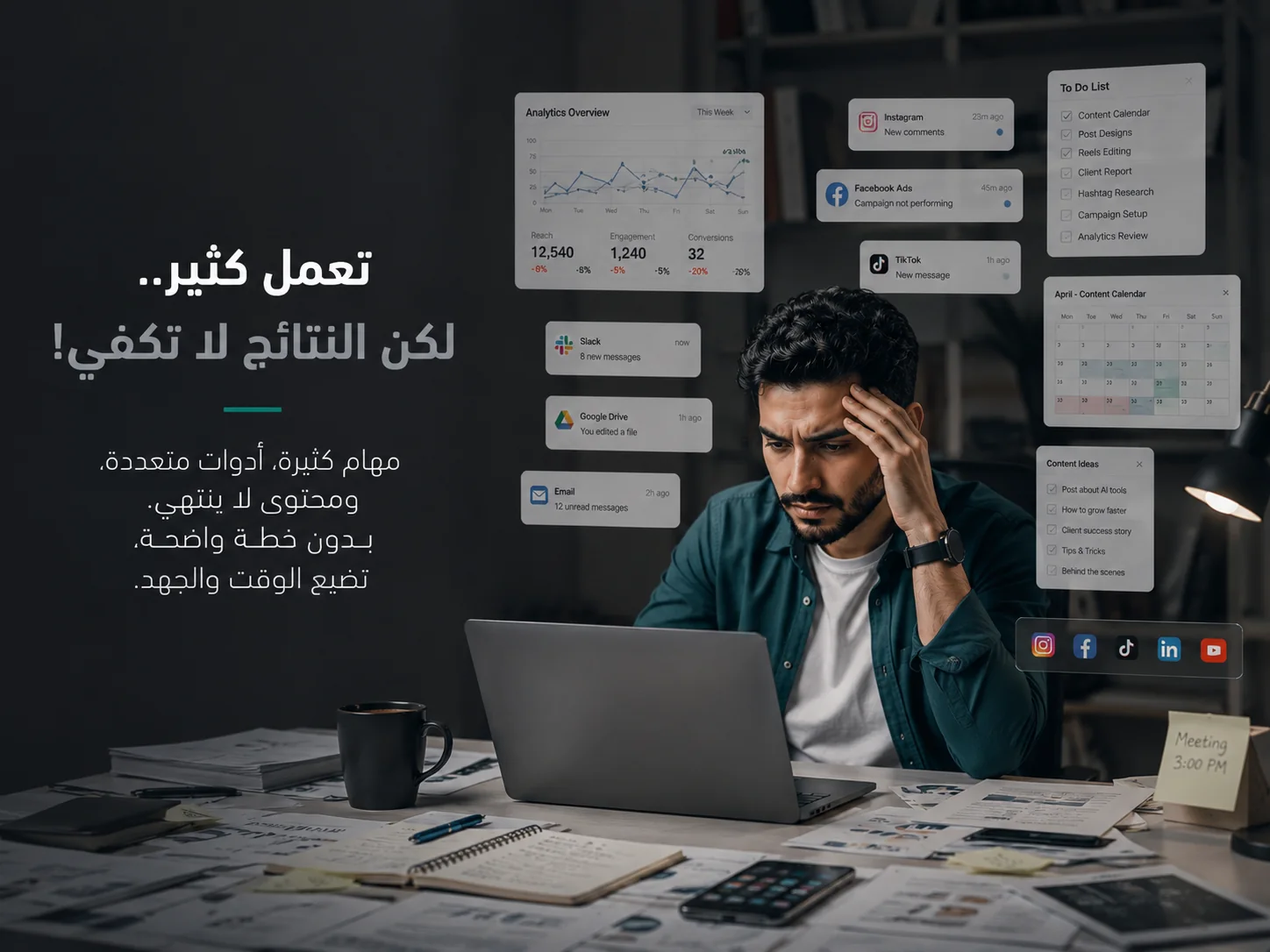مسوّق مشتت بين أدوات ومنصات متعددة